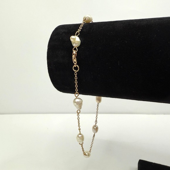 Delicate Faux Pearl Drop Ankle Bracelet Gold Chain Dainty Anklet Jewelry 10 in L - Picture 5 of 6